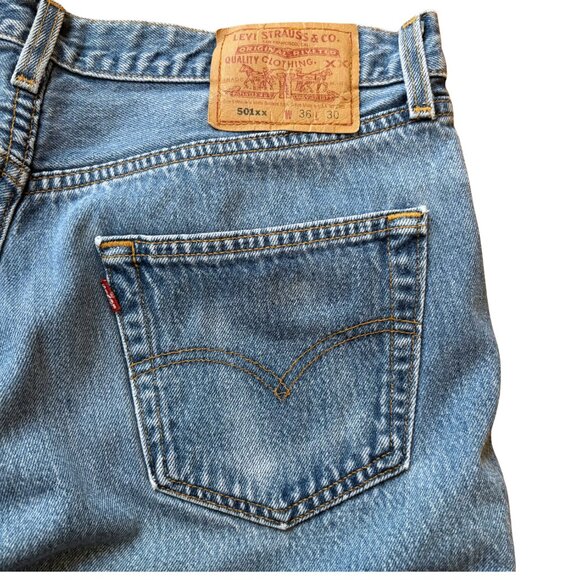 RARE Vintage Levi’s 501xx USA Made Jeans 36 x 30 90s Button Fly Distressed '95 - Picture 4 of 11